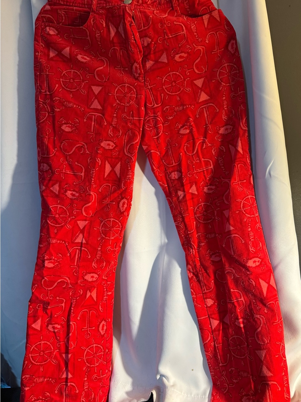 Lilly Pulitzer Red Nautical-Print Straight Leg Pants